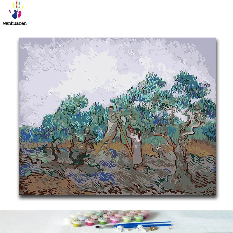 

DIY Coloring paint by numbers Woman picking fruit paintings by numbers with kits 40x50 framed