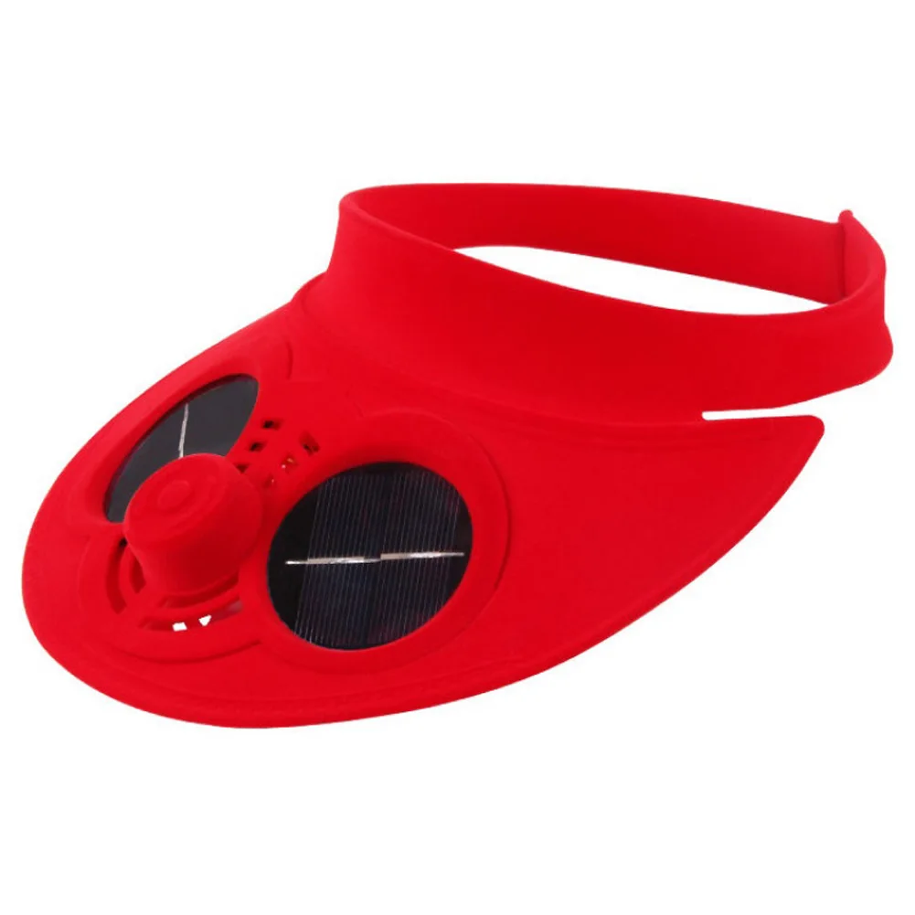 Открытый бейсболка шляпа с солнечной энергии вентилятор охлаждения для путешествий Велоспорт 19ing - Цвет: Red