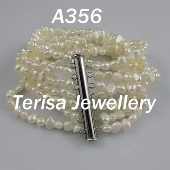 

New Free Shipping A356#, AA.New Color Natural Fresh Water Pearl Bracelet.Size:5-6mm.Length:7.5inch.7 Rows.Pearls Bracelet.