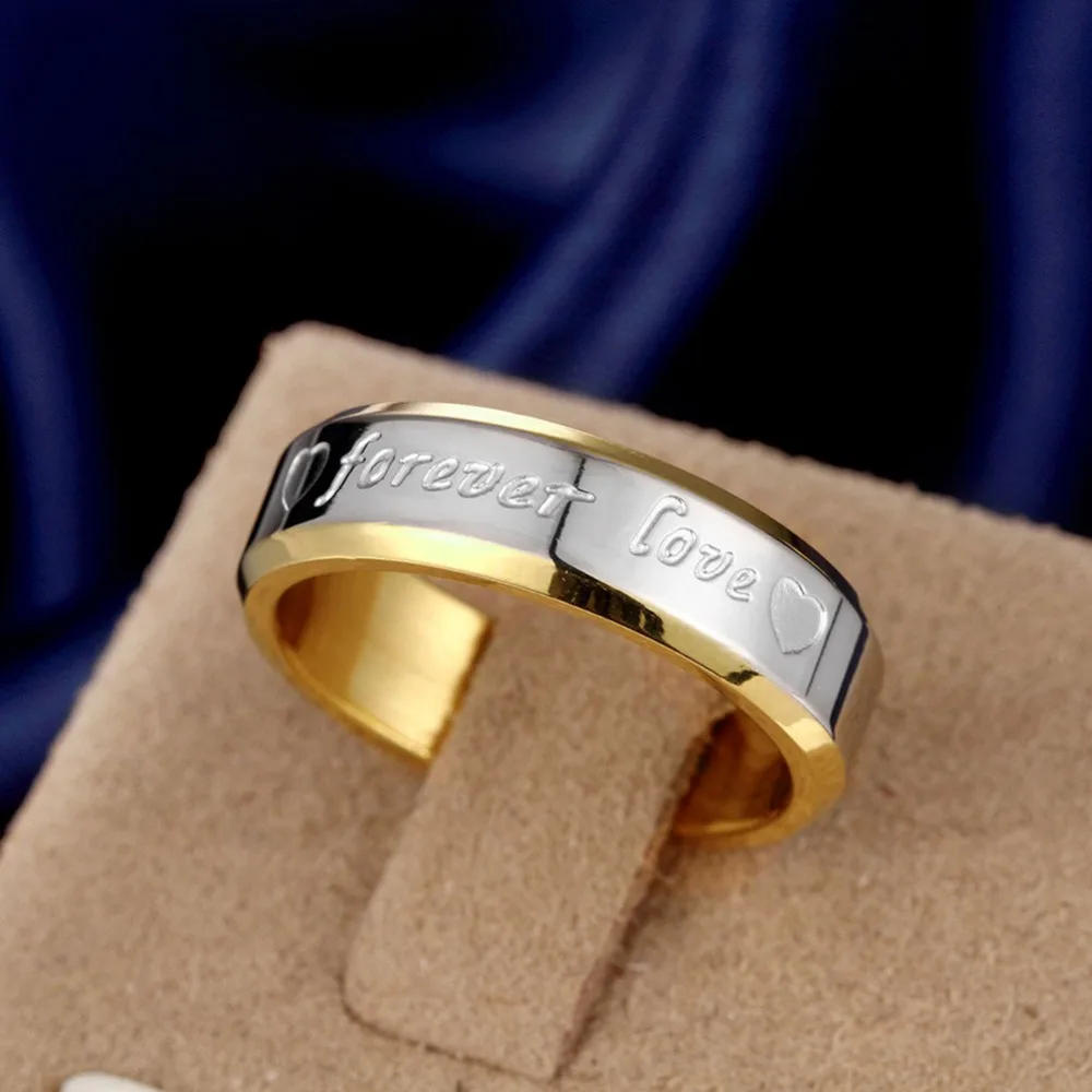 

Free Shipping stamped gold colour Ring Fine Fashion Forever Love Steel Ring Women&Men Gift Jewelry Finger Rings