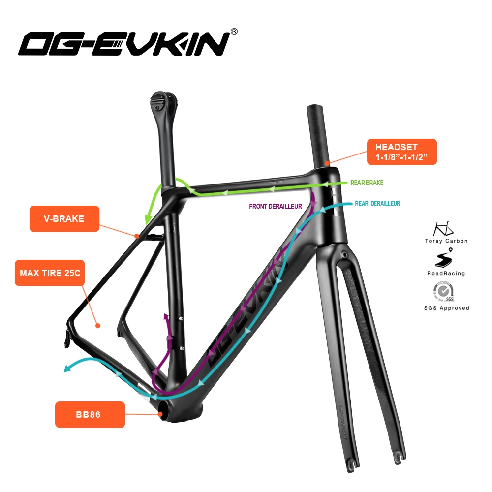 Sale OG-EVKIN CF-025 Carbon Road Frame V-Brake Bicycle Frame BB86 Carbon Frame Di2&Mechanical Bike Frame Telaio Carbonio Strada 2019 3 Sale OG-EVKIN CF-025 Carbon Road Frame V-Brake Bicycle Frame BB86 Carbon Frame Di2&Mechanical Bike Frame Telaio Carbonio Strada 2019 3
