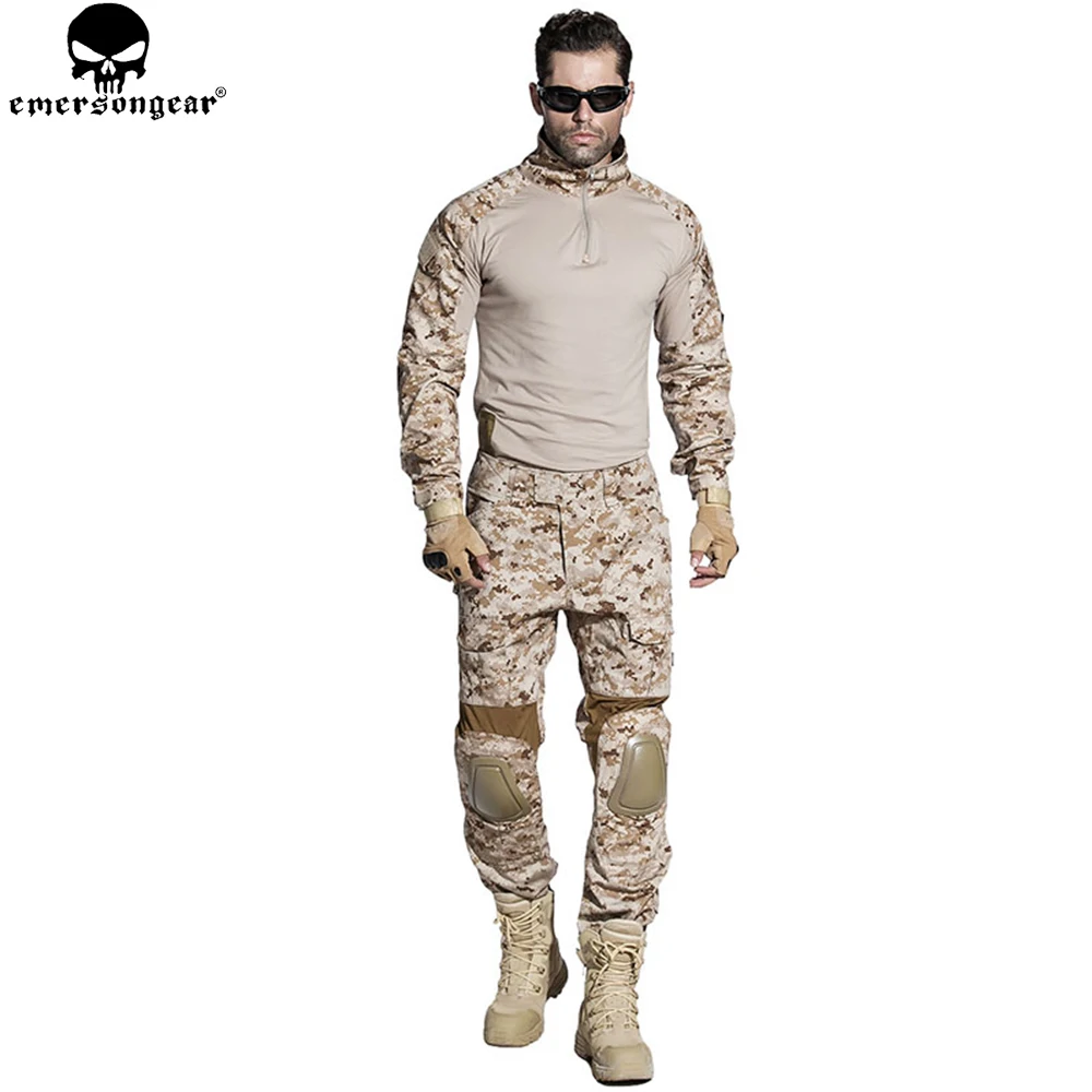 

EMERSONGEAR Gen2 BDU Airsoft Combat Suit Tactical Shirt Pants with Elbow Knee Pads Military Hunting Clothes AOR1 EM6914