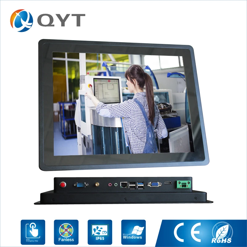 

15 Inch Desktop Industrial Computer Intel Celeron 3855U 1.6GHz 4GB DDR4 32G SSD Fanless Touch PC All In One with 1*RS232 4*USB
