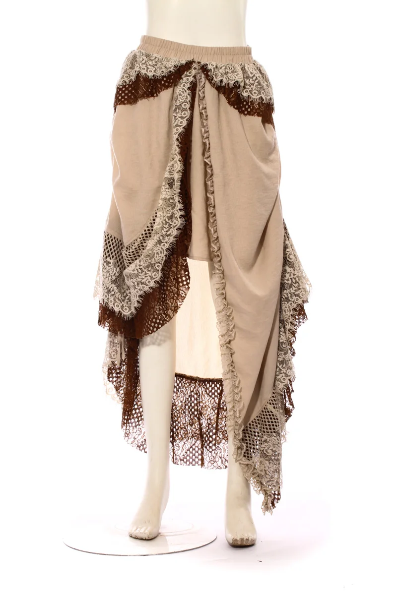 Steampunk Gothic Lolita Rokken Vrouwen Asymmetrische Lange Rokken Kant Patchwork Lente Mooie Rokken