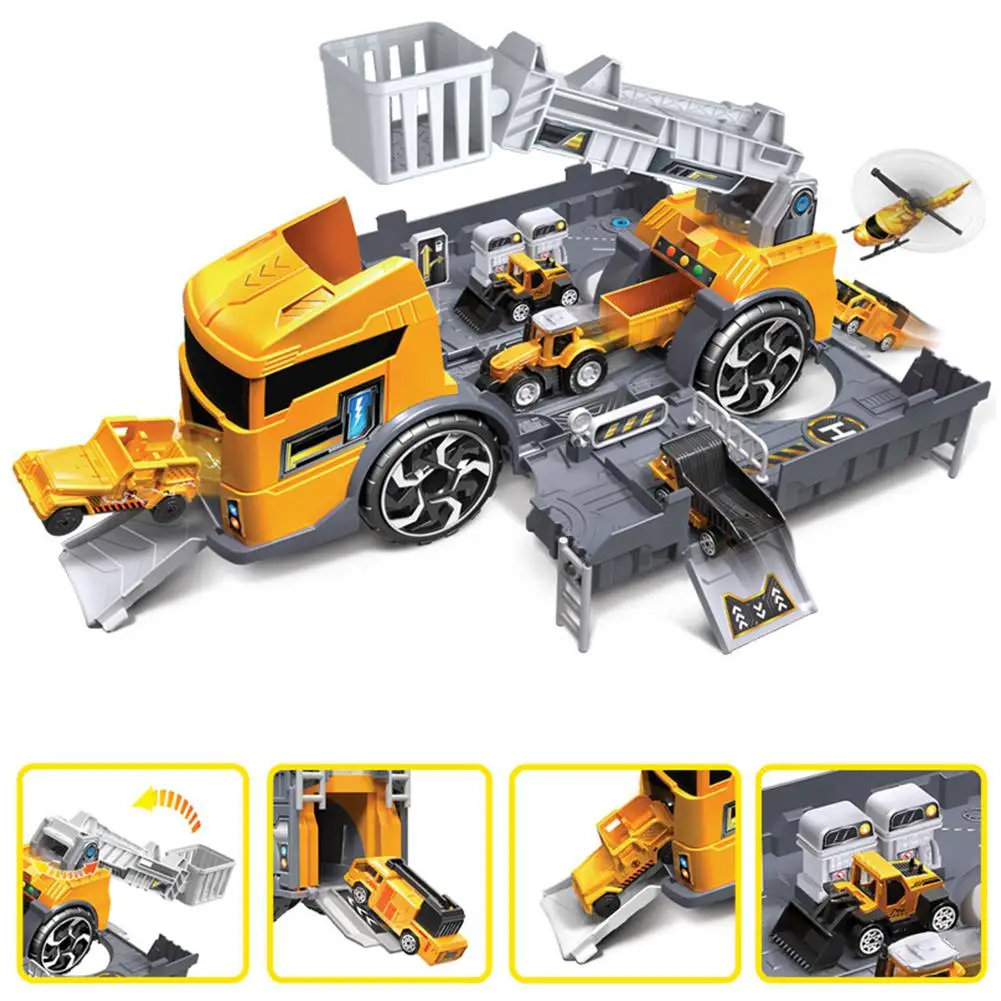 

Children Simulation Fire Engineering Vehicle Parking Lot Educational Pull-back Car Set for Kids Car Model Toys