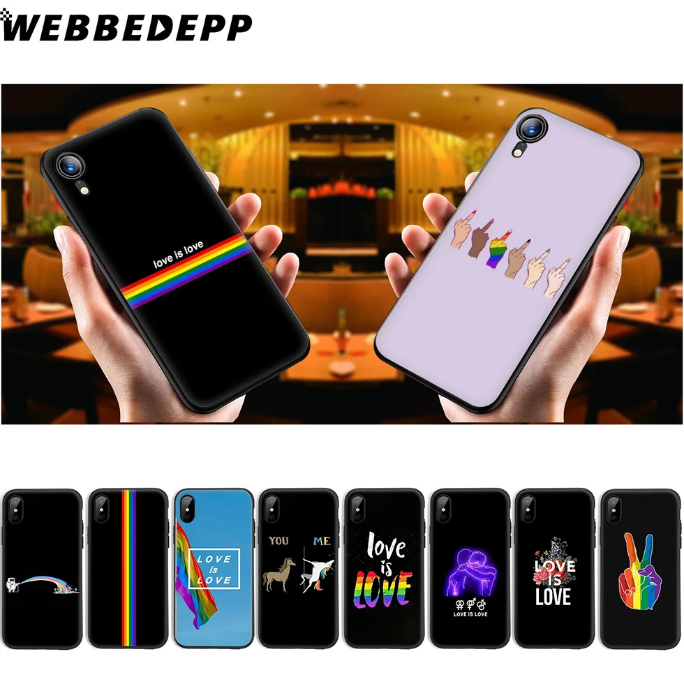 WEBBEDEPP Love Is LGBT Радужный Мягкий силиконовый чехол для iPhone 11 Pro Xr Xs Max X или 10 8 7 6 6S Plus 5 5S