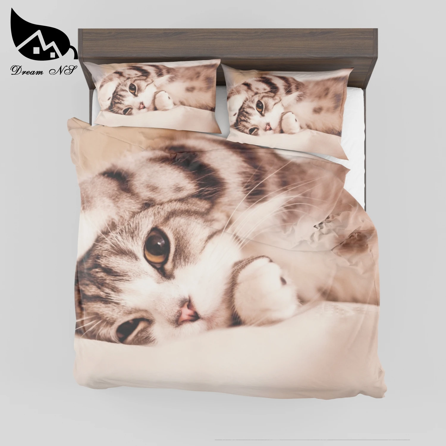 

Dream NS Polyester Cotton Super Soft Bedding Set Cute Cat High Definition Print Quilt Cover Pillowcase SMY08