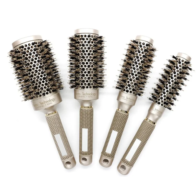 

Ceramic Aluminium Hair Comb Ionic Round Hair Brush With Boar Bristle Hair Professiona Hairdressing Brush For Barber Styling Comb