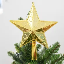 Рождественская елка, топ, блестящая золотая звезда, пластиковая Рождественская звезда, верхушка дерева для стола, Рождественское украшение, ремесло, Рождественский аксессуар «сделай сам»