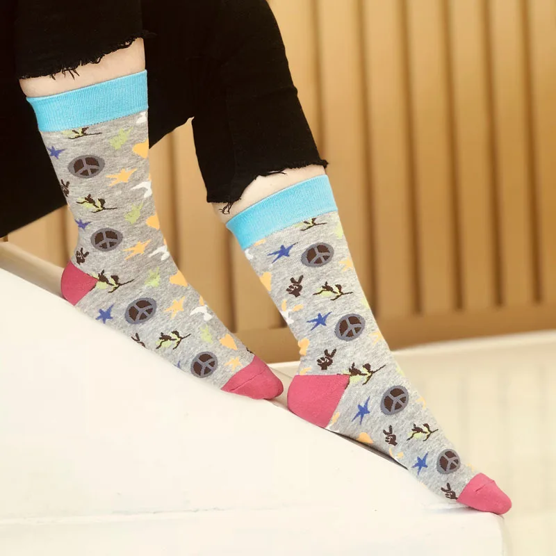 Марка Качества Красочные Хлопок Для мужчин Happy Socks горошек платье в полоску Прохладный Необычные забавная Повседневное экипажа носки Largos Hombre