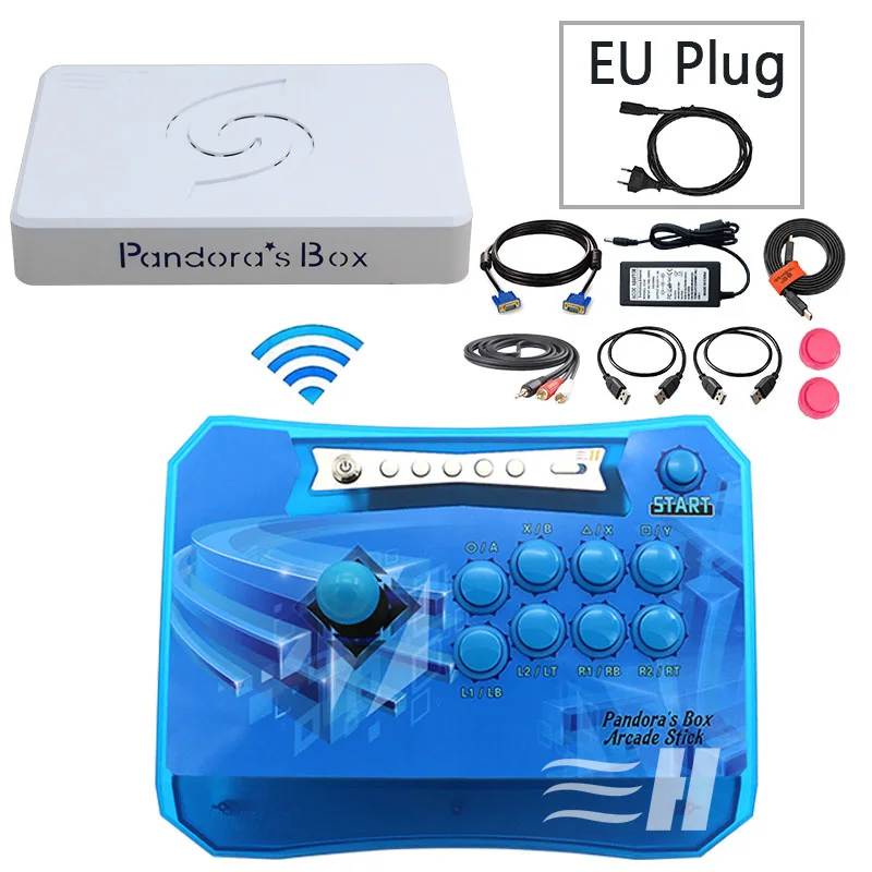 Pandora's Box 6 1300 в 1 беспроводной игровой контроллер 2 плеера черный/зеленый/красный/синий цвета консоль джойстик аркадные игры; USB HDMI VGA - Цвет: 1P blue EU plug