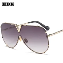 HBK негабаритных Италия модные солнцезащитные очки женские солнцезащитные очки металлические женские поляризационные солнцезащитные очки с градиентом рамы розовый серый коричневый прозрачный весна лето мода