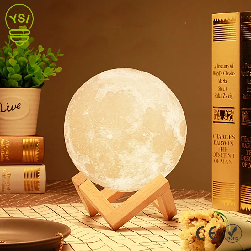 

Dropship 3D Print Moon Lamp 2 Color Change Touch Switch Moon Light USB Rechargeable Night Light Bedroom Home Decor Creative Gift