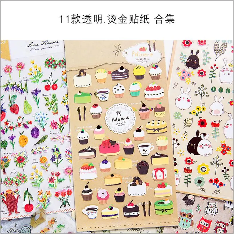 

1 pcs animal and plant gilding waterproof decorative sticker DIY album children Korean creative stationery cartoon label sticker
