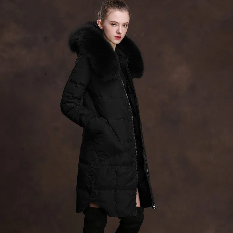 AYUNSUE, женский длинный пуховик, теплое зимнее пальто, женские куртки, большой натуральный Лисий мех, воротник, парка, jaqueta feminina inverno 83298
