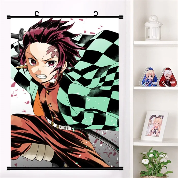 Японское аниме Demon Slayer: Kimetsu no Yaiba Kamado Tanjirou Kamado Nezuko настенный свиток плакат Настенные подвесные плакаты домашний декор - Цвет: M