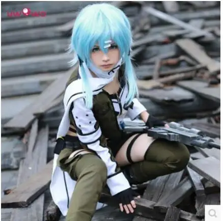 

Asada Shino Cosplay Sword Art Online 2 Sinon Military Uwowo Costume Sinonon Green White And Black Uwowo Costume