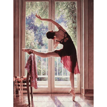 

Full drill 5D DIY diamond embroidery Ballet girl square diamond painting Cross Stitch Rhinestone mosaic home decoration JS387