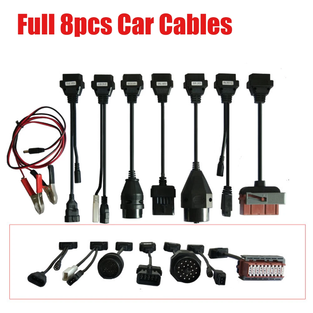 OBD OBD2 Полный комплект 8 автомобильных кабелей работающих для delicht vd ds150e cdp tcs