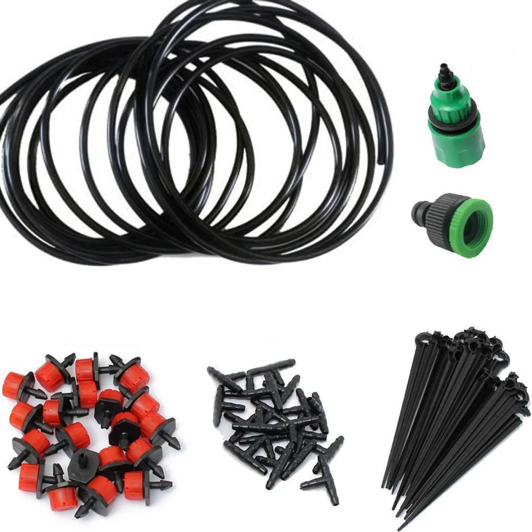 25M Garden DIY Automatic Watering Micro Drip Irrigation System Garden Self Watering Kits with Adjustable Dripper Spray Cooling