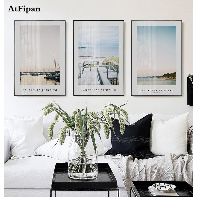 

AtFipan 3 Panel Unframed Canvas Art Print Painting Poster, Seaside Wall Pictures For Home Decoration, Wall Decor,Drop Shipping