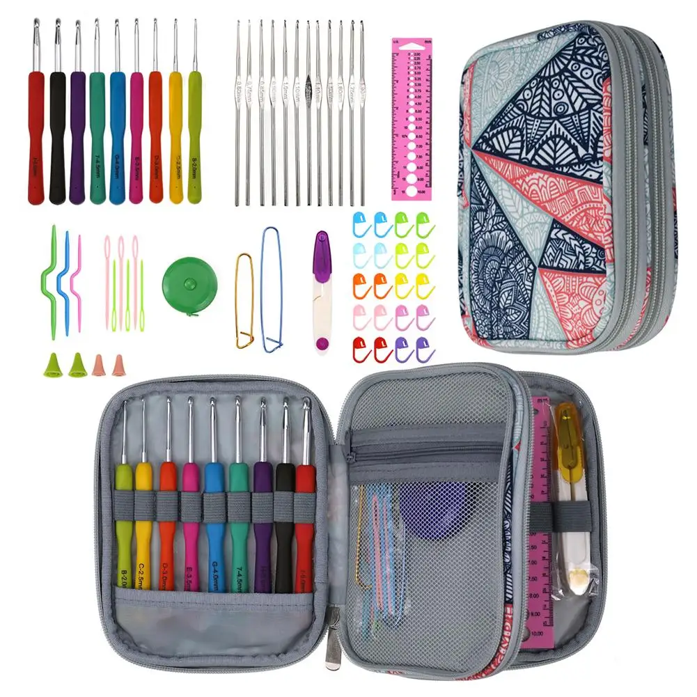 

DIY Knitting Crochet Hook Set Ergonomic Yarns Crochet Knitting Needle Scissors Rulers Sewing Set Accessories For Women Mom