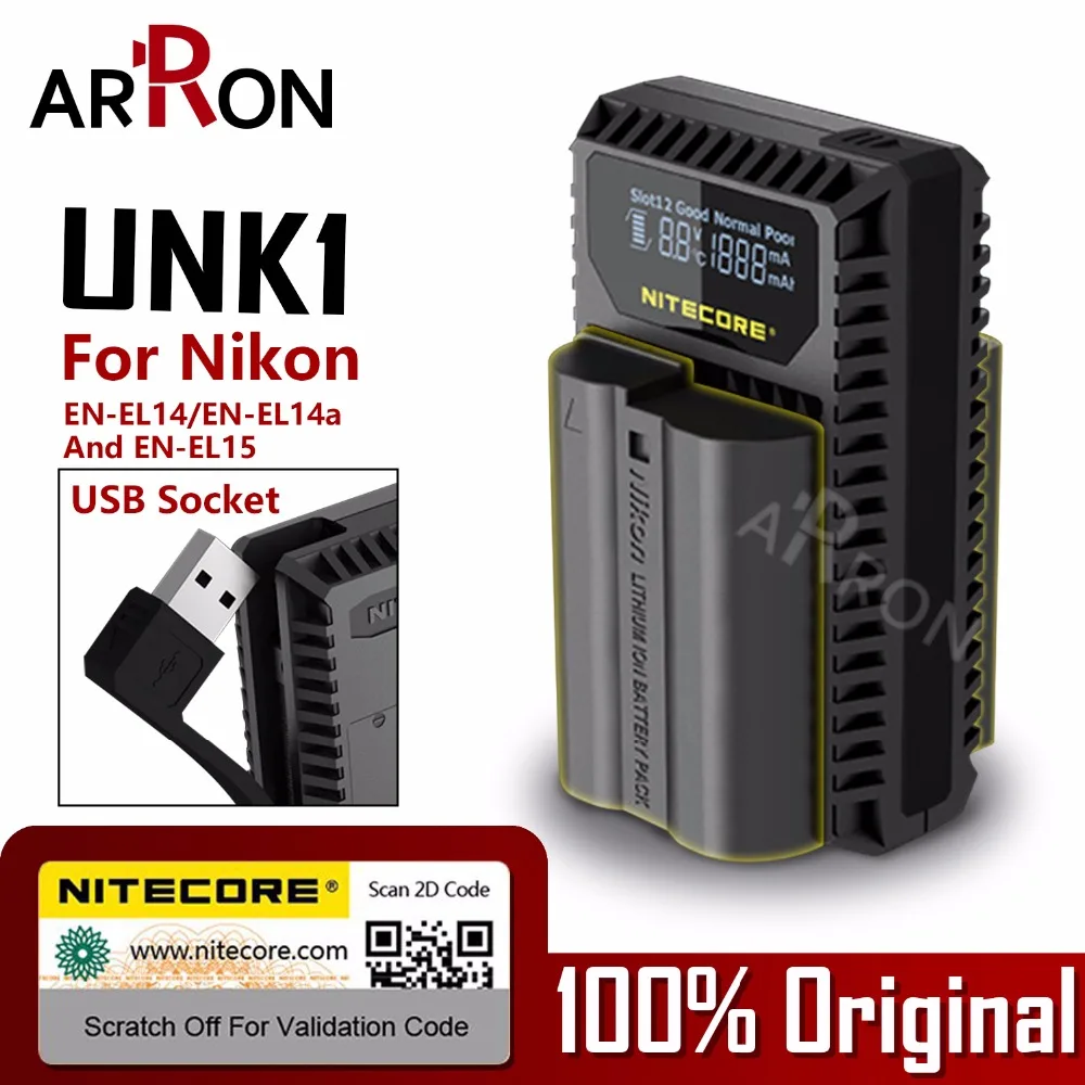 Nitecore UNK1 цифровое USB зарядное устройство для аккумулятора Nikon EN EL14 EL14a D750 D810 D610 D7100