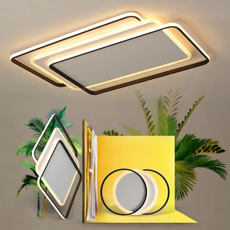 

Living Room Bedroom Study Modern LED Ceiling Light Acrylic Square Aluminum Remote Control Dimming Ceiling Light Free Shipping
