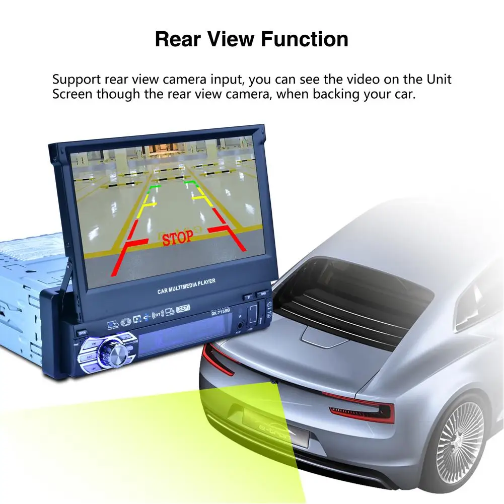 

New 7-Inch Car Automatic Retractable Screen Colorful Lights Bluetooth Radio Media Car Radios Multimedia Player RK-7158B Car Mp45