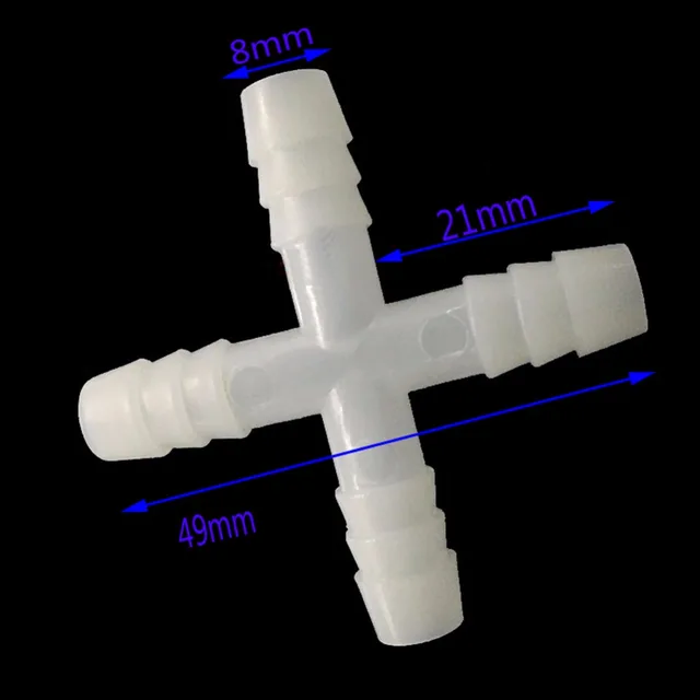 20Db 8 Mm -Es 4 Út Keresztező Barb Póló -Csatlakozó Víz Osztó Öntözés Kerti Tömlőhöz Kötött Öntözőrendszer Üvegházhatású Rendszer - Image 2