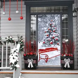 Merry Рождество Snowscape дерево Книги по искусству большие окна Наклейки на стену Наклейка Домашний декор плакат оптовая продажа бесплатная