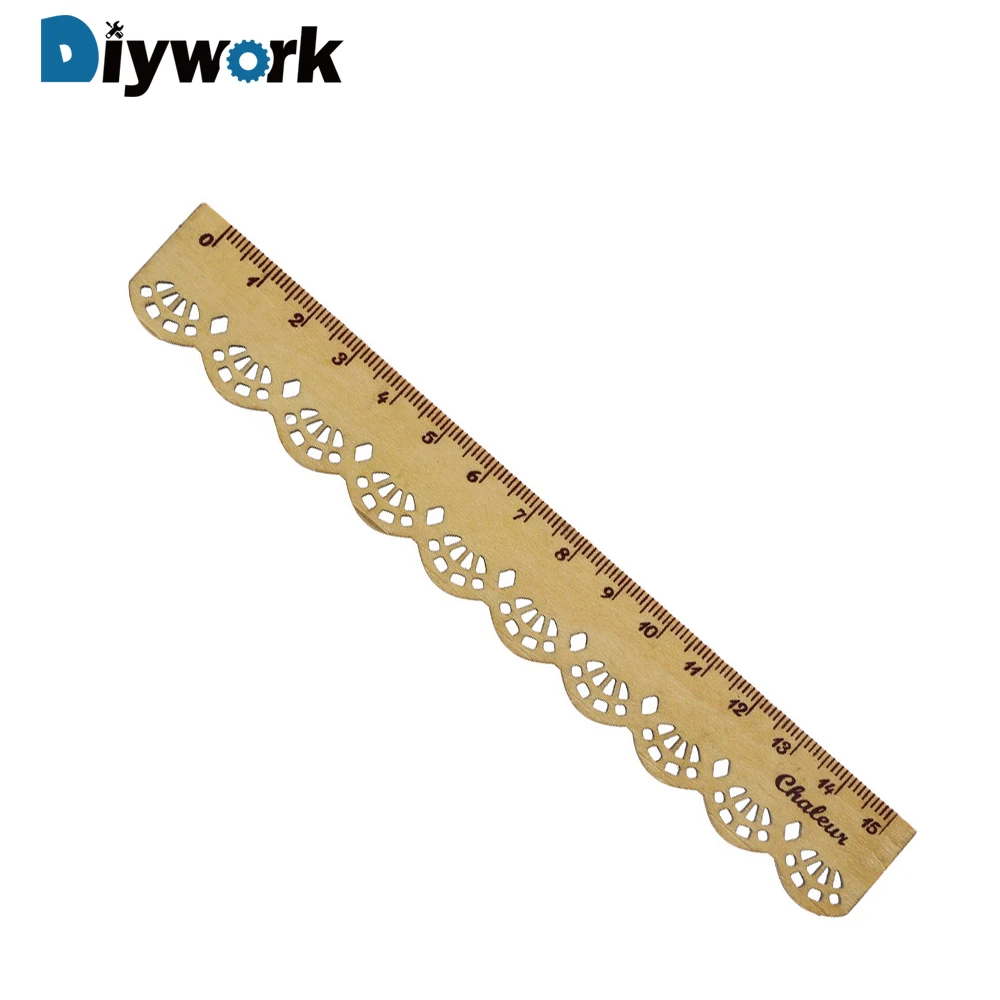 

DIYWORK 15cm Wood Ruler Measuring Tools Straight Ruler Gauges Cute Lace Sculpture