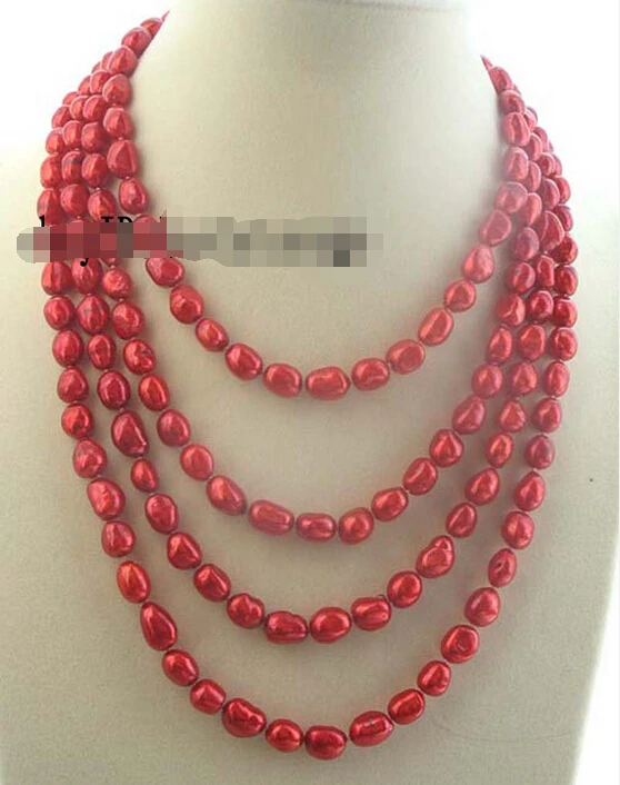 

FREE SHIPPING ******freshwater pearl red baroque necklace 75" nature
