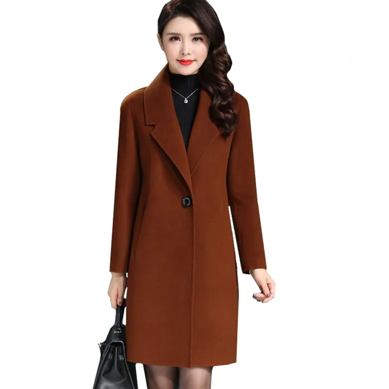 

Autumn Winter Fashion Brand Middle-aged Women's Double-sided Cashmere Jacket Coat Warm Loose Casual Wool Overcoat Female Jackets