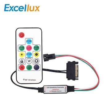 

Excellux 14Key DC 5V Wireless Remote Mini RF Controller For WS2812B For Digital ws2812 LED Strip Light DIY Dream-Color