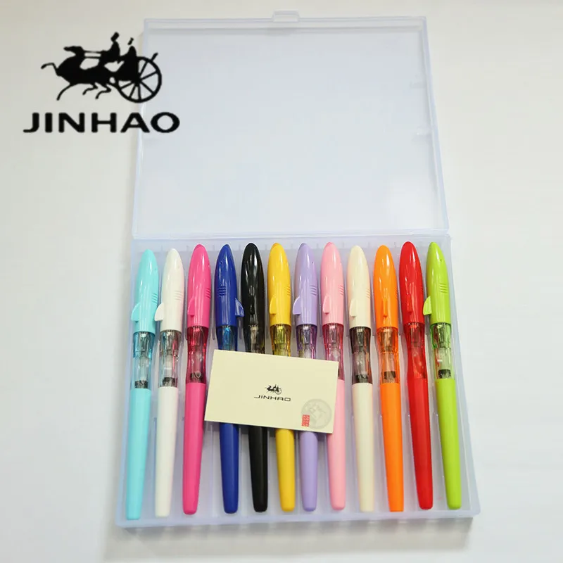 

1pc/lot JINHAO Fountain Pen SHARK Series 12 Colors Options Black/Red/Blue Fountain Pens Shark Cover Gifts for Students 15.3cm