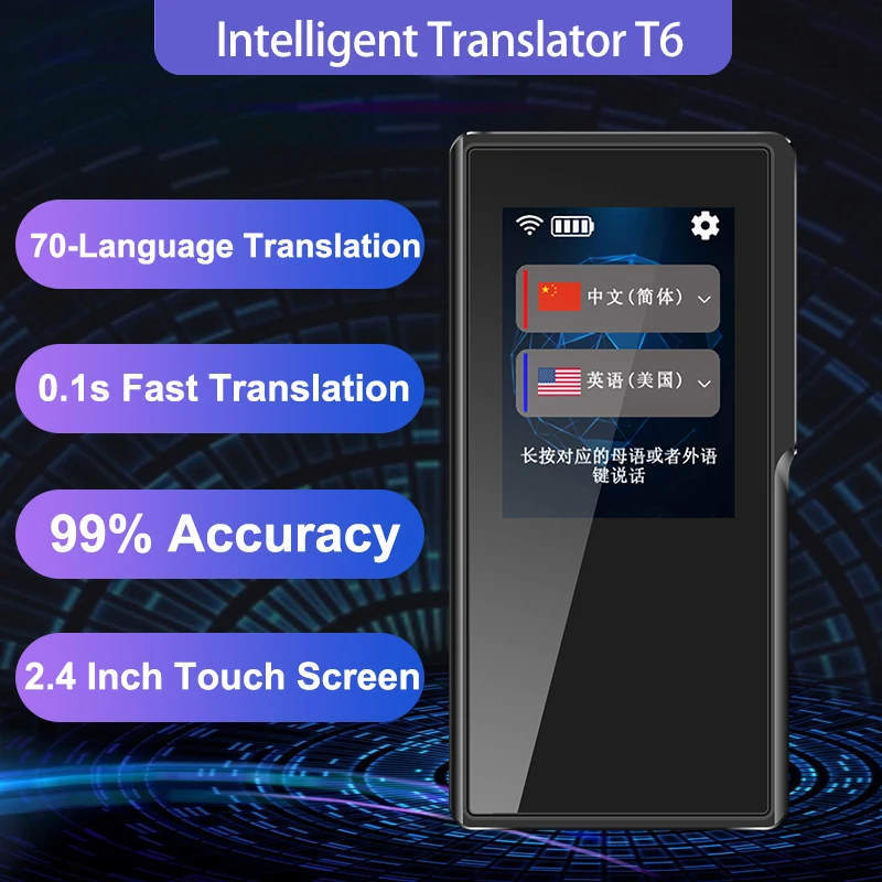 T6 Интеллектуальный переводчик 70 язык перевод Wi-Fi/точка доступа 7 дней в режиме ожидания для дорожного путешествия магазин узнать обмен