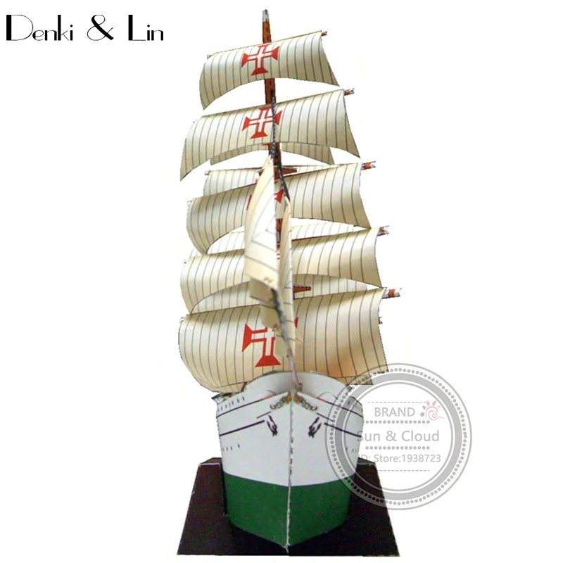 1:300 3D португальский темно NRP Sagres Tall корабль Парусная школа бумага модель собрать ручной работы Игра Головоломка DIY Denki& Lin игрушка