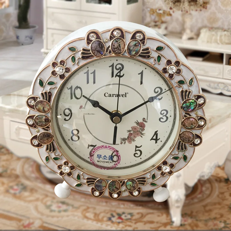 TUDA Free Shipping 8 Inch Korean Style Mute Table Clock Exquisite