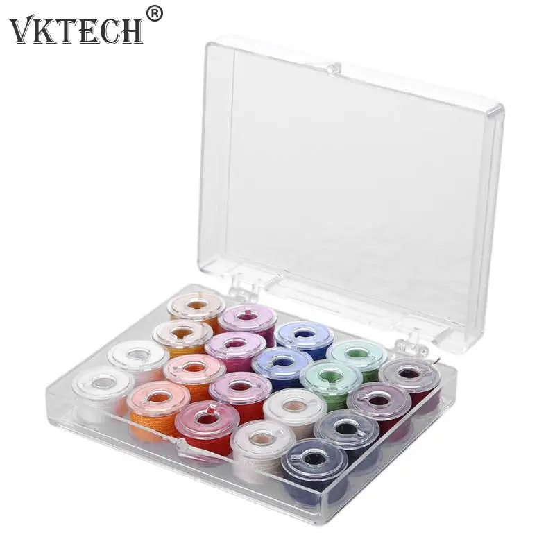 

20pcs Colorful Sewing Threads+20 Grids Clear Sewing Machine Bobbins Plastic Spools Handwork Accessories Sewing Tools