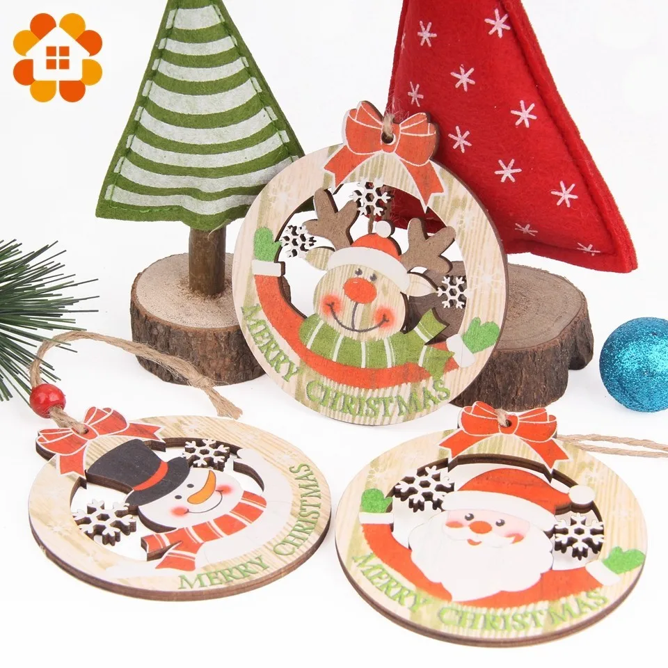 

3pcs/set Colorful Wooden Christmas Series Pendants Decorations Wood Crafts DIY Christmas Tree Ornaments Home Decor Supplies