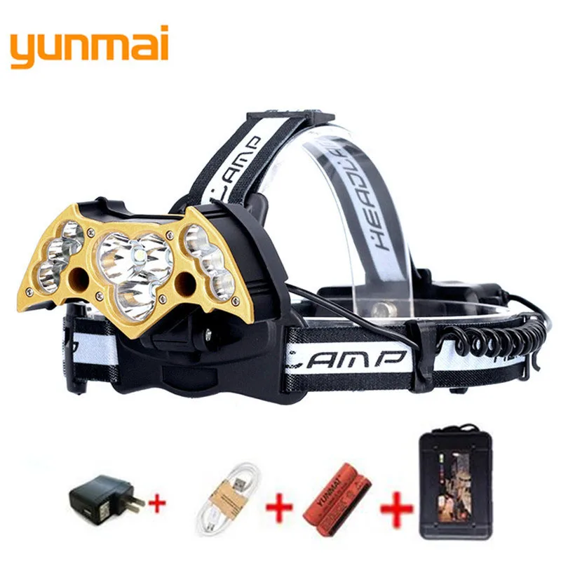 

LED Headlight 10000 Lumen Chips 5/7/11 LED Head Lamp Flashlight Lanterna 5 Model Rechargeable Led Headlamp torch For Camping Q27