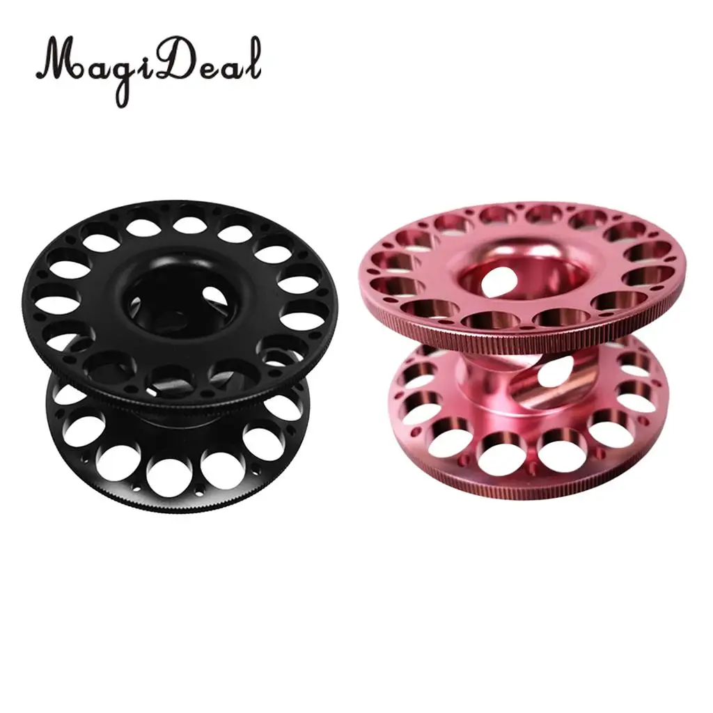 MagiDeal Lot 2 Durable Black + Pink Aluminum Alloy Dive Reel Finger Spool for Underwater Scuba Diving Snorkeling Free Diving