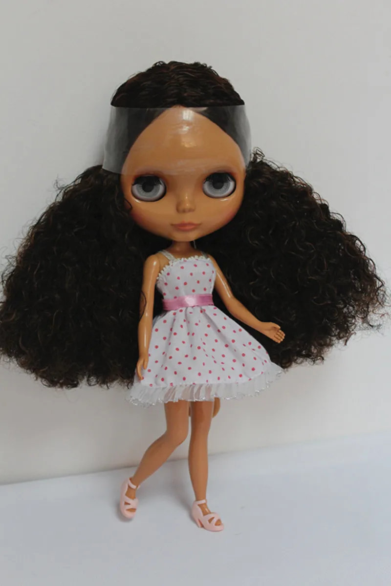 Mudar a Maquiagem Blygirl Marrom Preto Cachos Blyth Boneca Pele Preta Nude Conjunta Corpo Geral 7 Pode