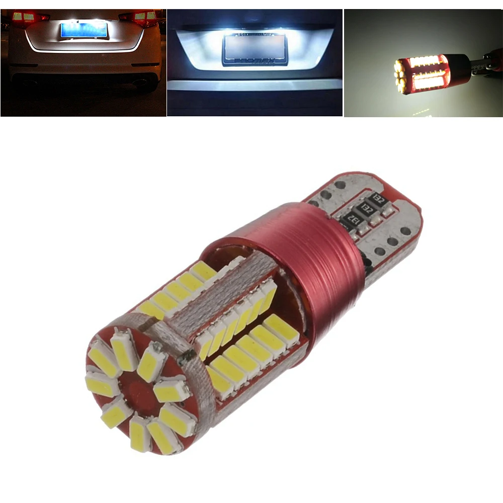 Автомобильная светодиодная лампа T10 3014 57SMD для автомобиля широкая номерного