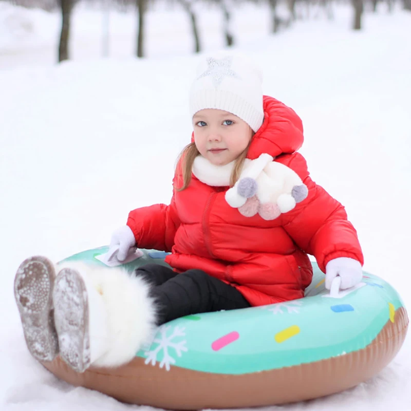 

Skiing Snow Tube Inflatable Donut Snow Sled With Rapid Valves Heavy Duty For Adults Kids Slippery Grass Sand Float Skiing Board