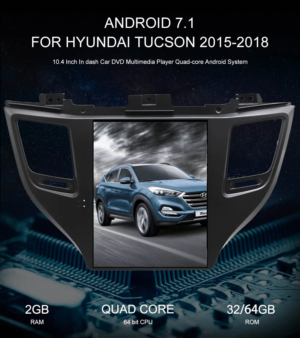 Top ZWNVA Tesla IPS Screen Android 7.1 Car No CD DVD Player Radio GPS Navigation For Hyundai Tucson 2015 2016 2017 2018 Headunit 0