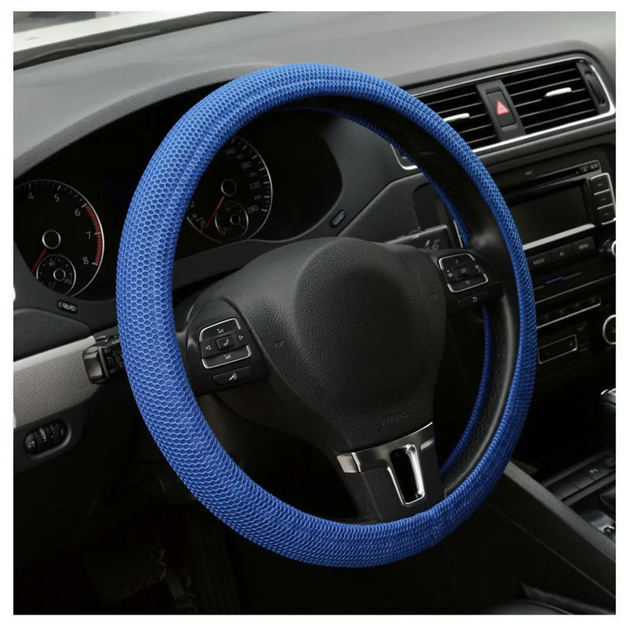 Универсальный автомобильный эластичный ручной нескользящий чехол рулевого колеса автомобиля синий/черный Прямая поставка