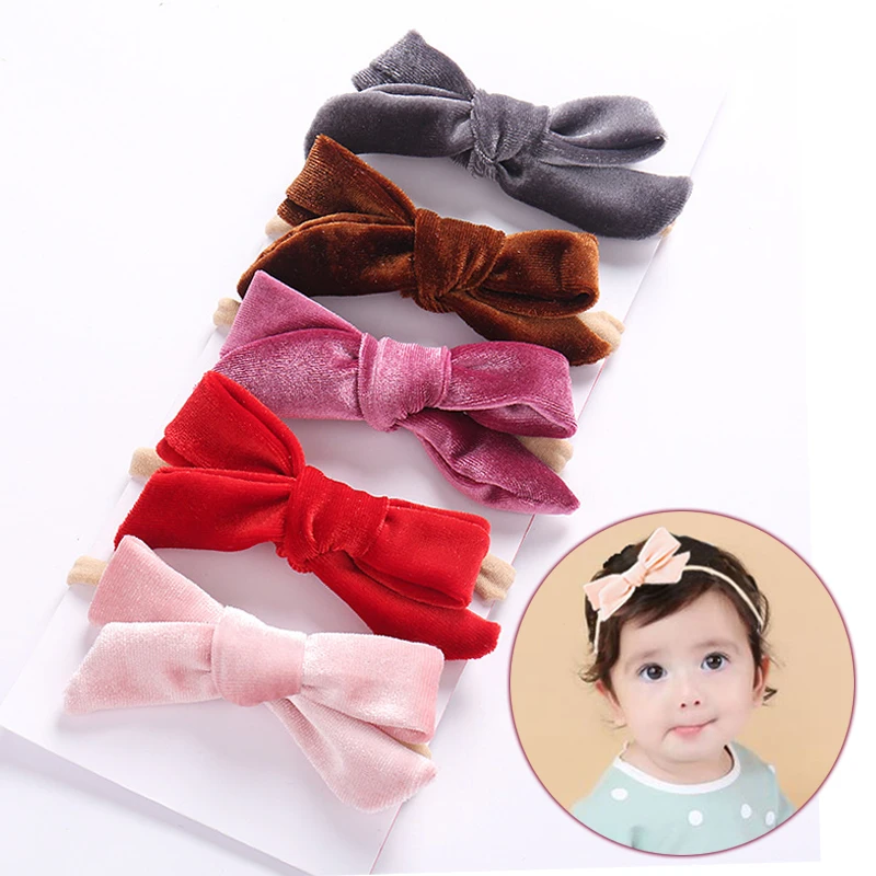 

Velvet Baby Headbands For Girls Newborn Kids Baby Bows Turban Headband Bowknot Elastic Hair Band Haarband Baby Hair Accessories