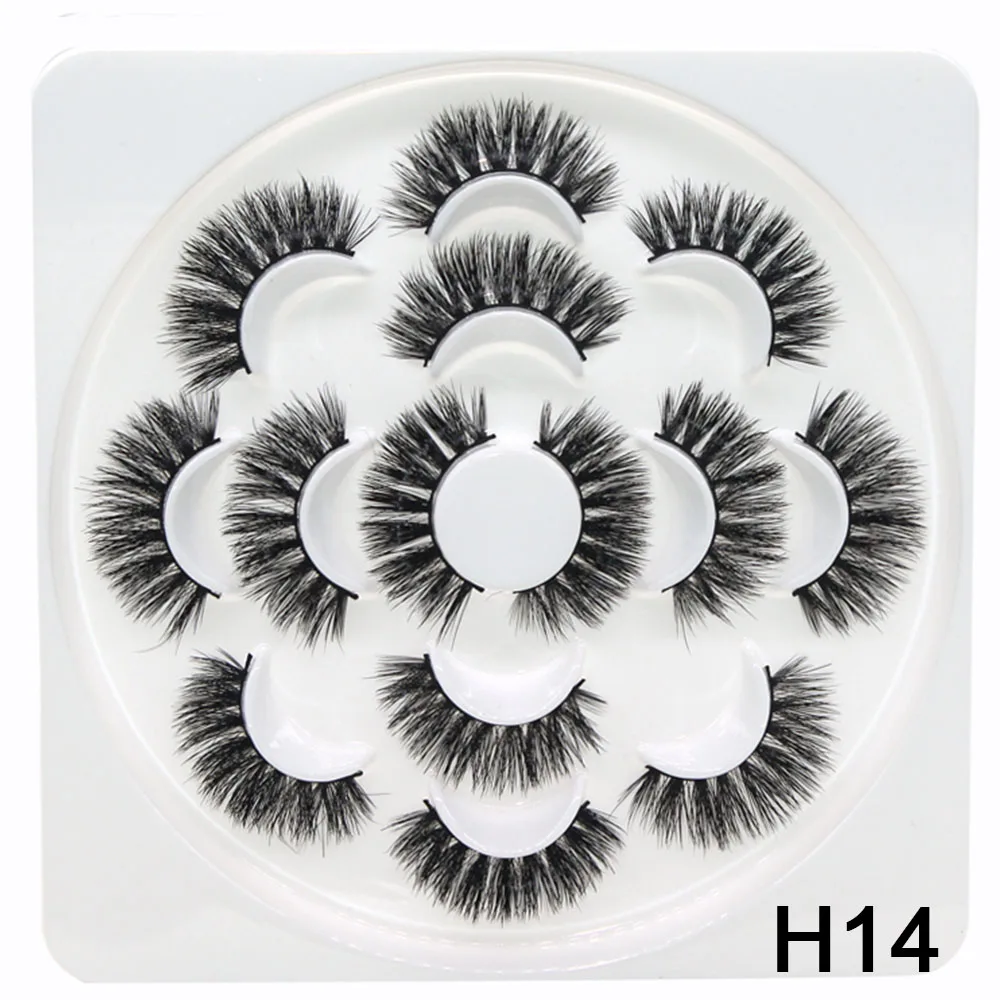 7pairs 3D Thick Mink Eyelashes Fake Lashes Long Makeup Mink Lashes Eyelash Extension False Eyelashes Mixed model - Цвет: H14